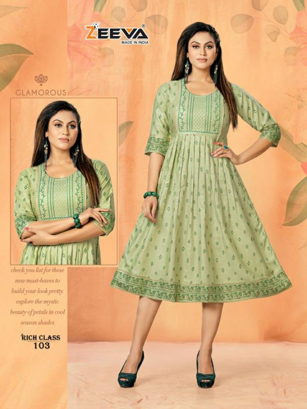 Zeeva Rich Class Rayon Designer Anarkali Kurti collection